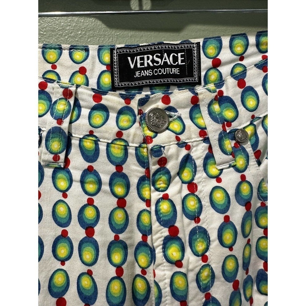 Vtg 90’s Versace Pants Colorful Olive Novelty Disco Atomic Art To Wear S… - Picture 10 of 16